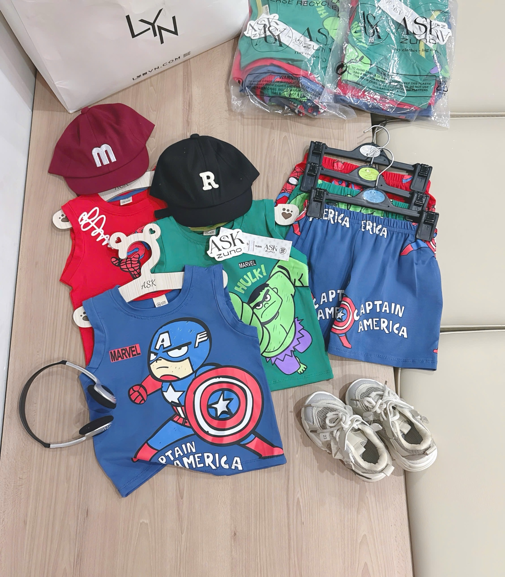 SET 3 BỘ ĐÙI BA LỖ MAVEL XANH ĐỎ