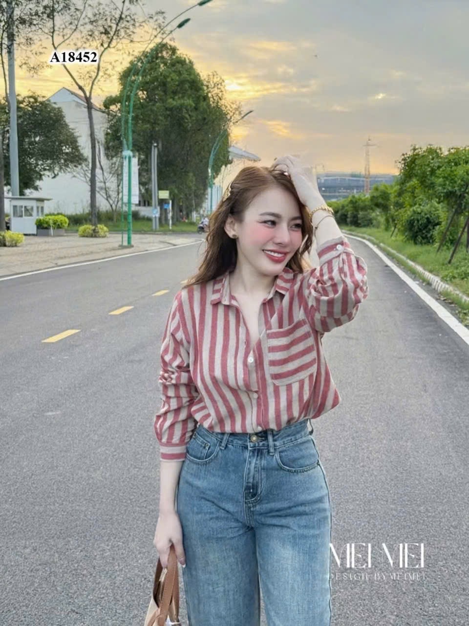 ÁO SƠ MI KẺ DỌC TÚI NGANG 3 MÀU
