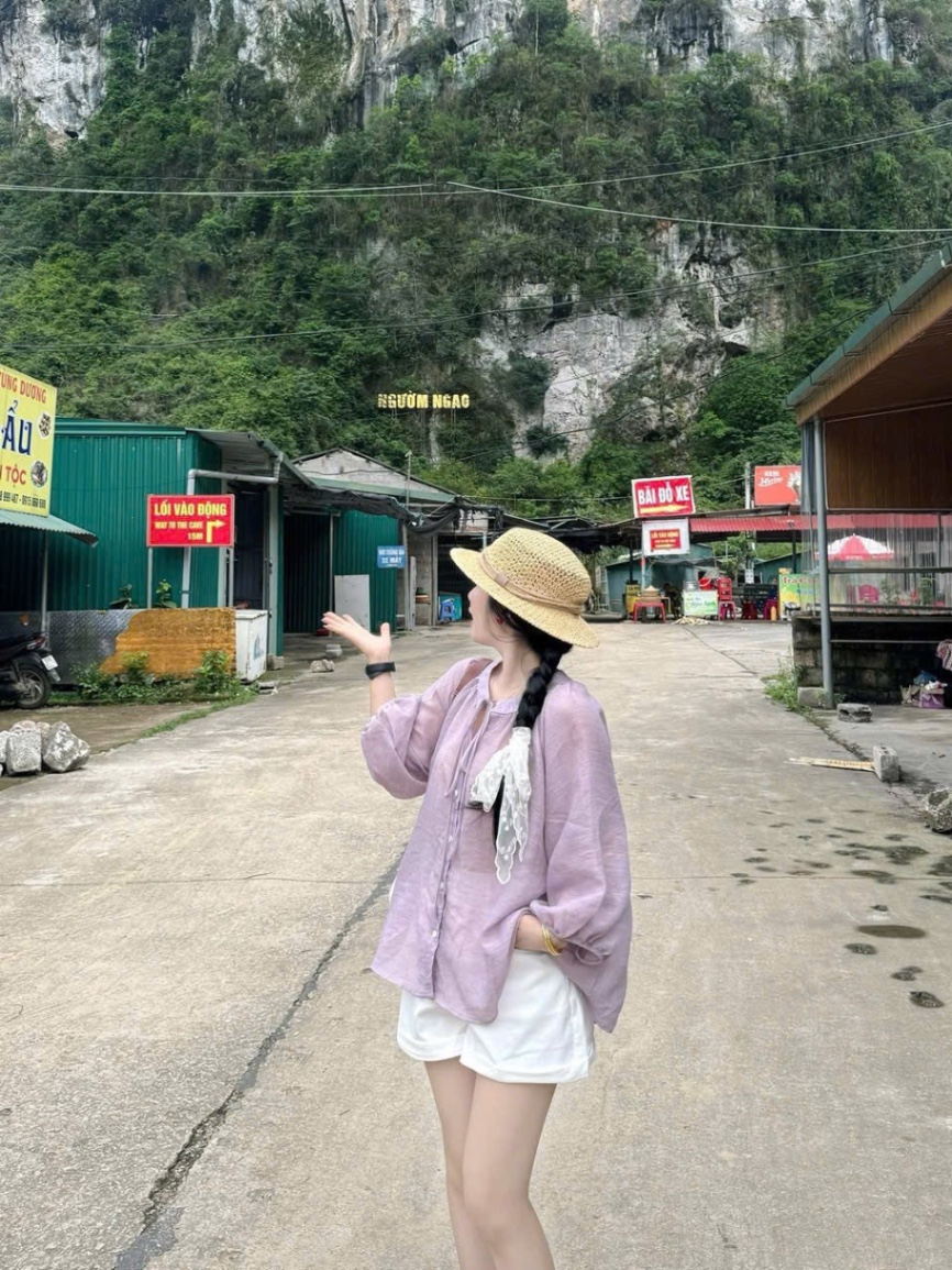 SET ÁO TÍM TAY BỒNG QUẦN SOOC TRĂNG