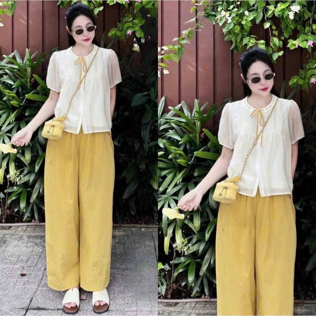 SET SƠ MI ĐŨI TƠ 2 LỚP MIX QUẦN BAGGY - theo màu áo