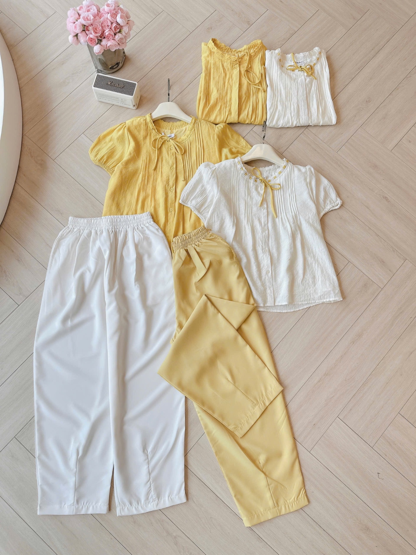 SET SƠ MI ĐŨI TƠ 2 LỚP MIX QUẦN BAGGY - theo màu áo