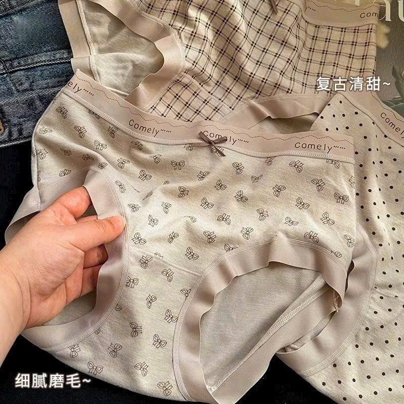Hàng đẹp - SET 10 QUẦN LÓT COTTON CẠP SU CHỮ COMELY TONE BE NÂU