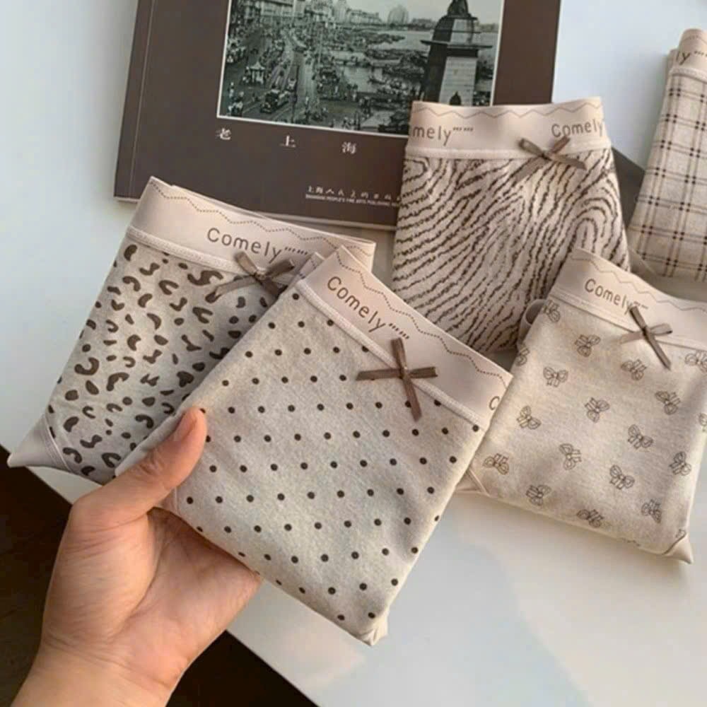 Hàng đẹp - SET 10 QUẦN LÓT COTTON CẠP SU CHỮ COMELY TONE BE NÂU