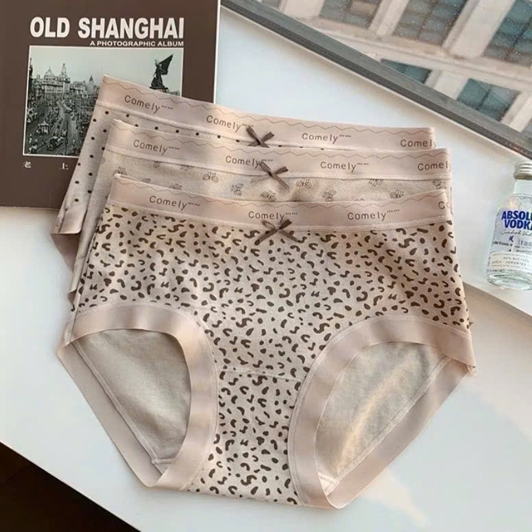 Hàng đẹp - SET 10 QUẦN LÓT COTTON CẠP SU CHỮ COMELY TONE BE NÂU