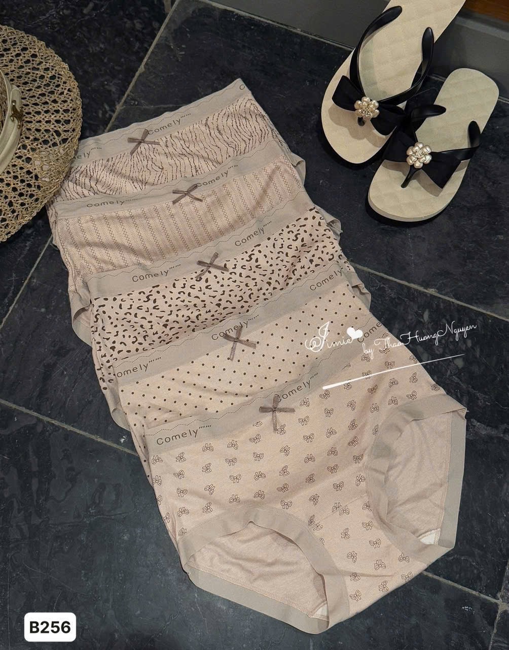 Hàng đẹp - SET 10 QUẦN LÓT COTTON CẠP SU CHỮ COMELY TONE BE NÂU