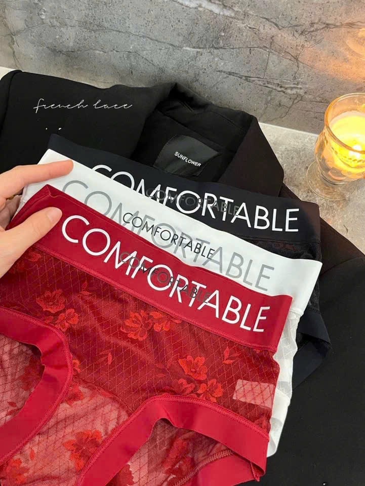 M6515 - SET 10 QUẦN LÓT REN LỤA HOA KHÁNG KHUẨN CHỮ COMFORTABLE