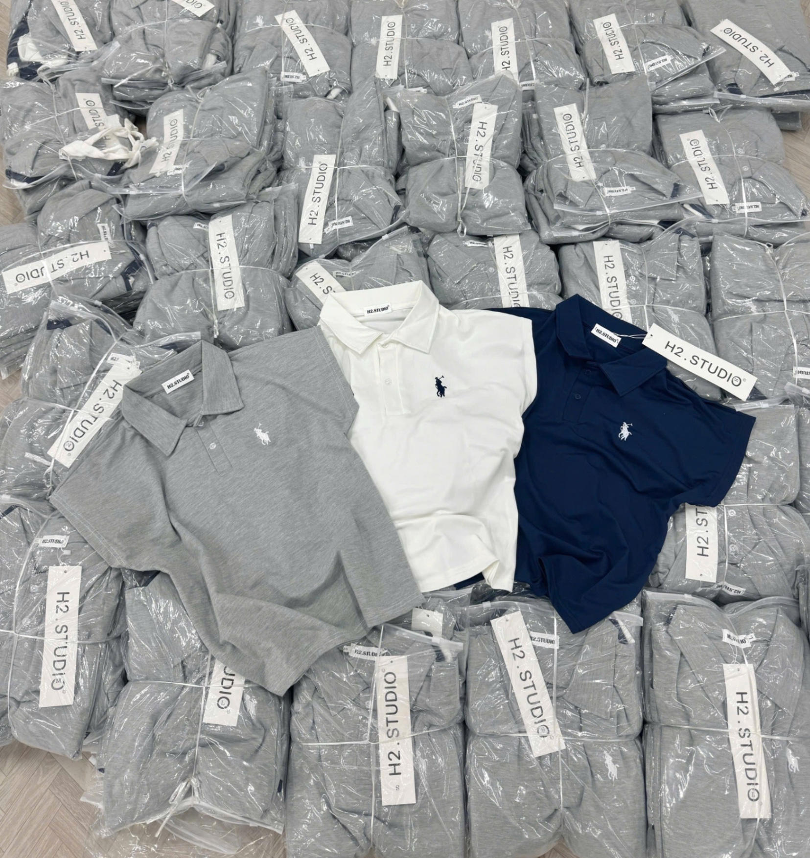 SET 3 ÁO POLO TAY LIỀN THÊU NGUA