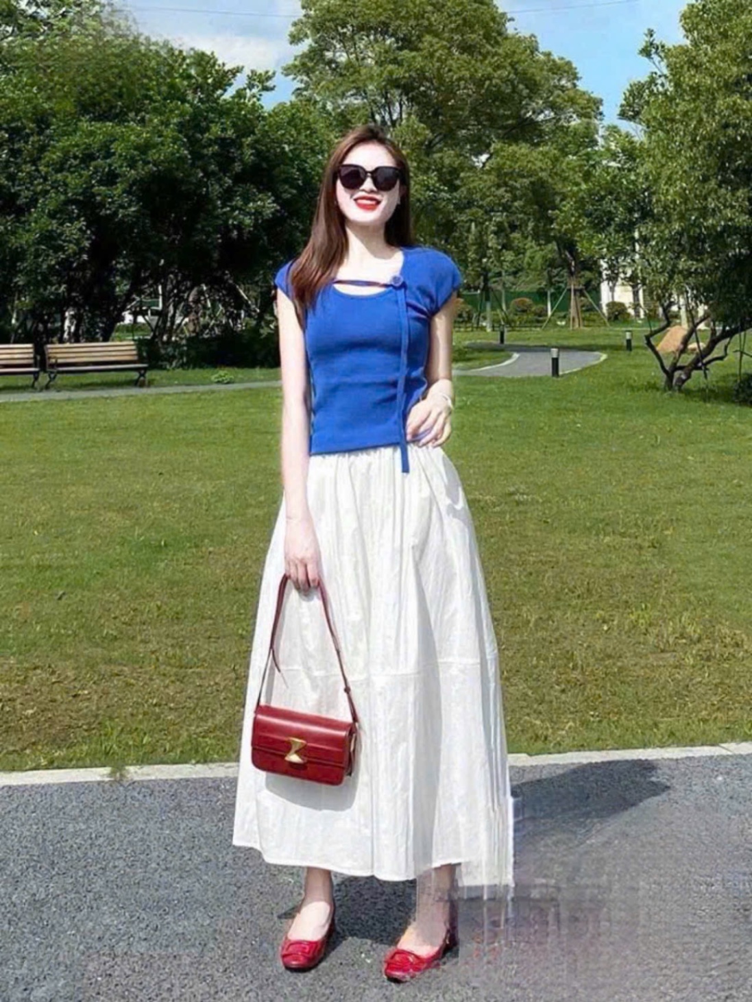 SÉT ÁO XANH TAY HẾN MIX CV TRẮNG