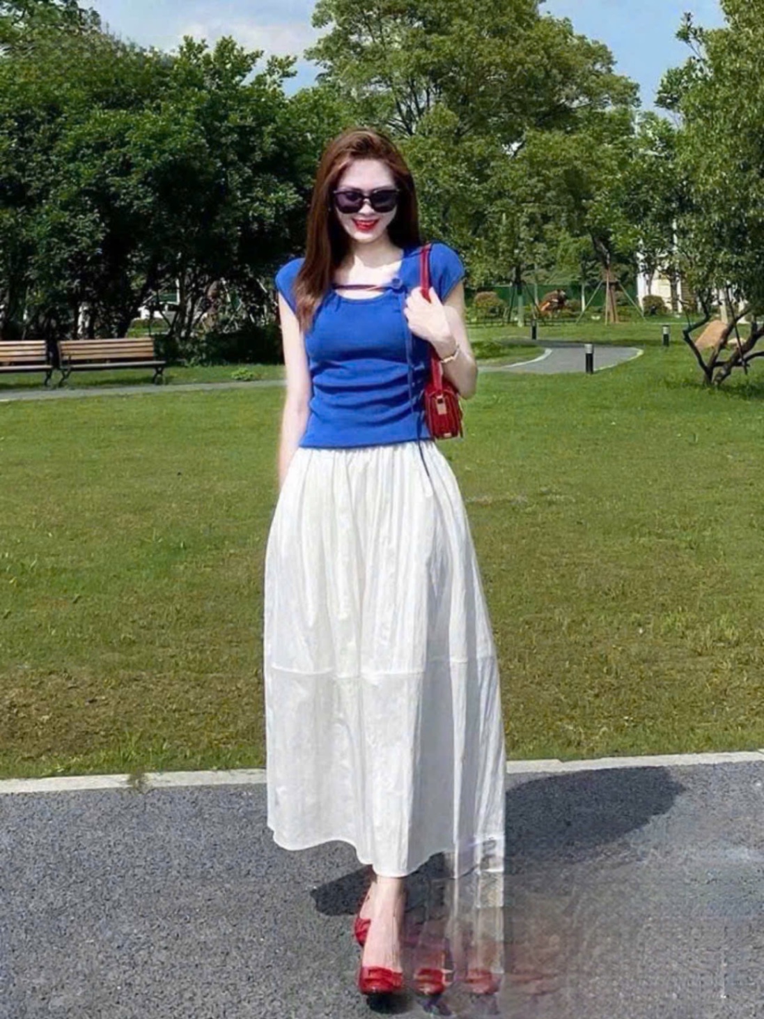 SÉT ÁO XANH TAY HẾN MIX CV TRẮNG