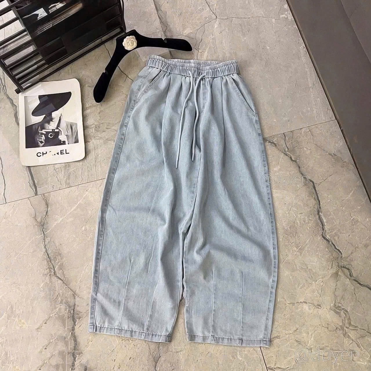QUẦN JEAN BAGGY CẠP CHUN MÀU XANH
