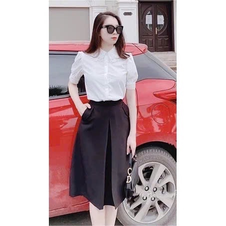 AO SƠ MI CỔ REN HOA