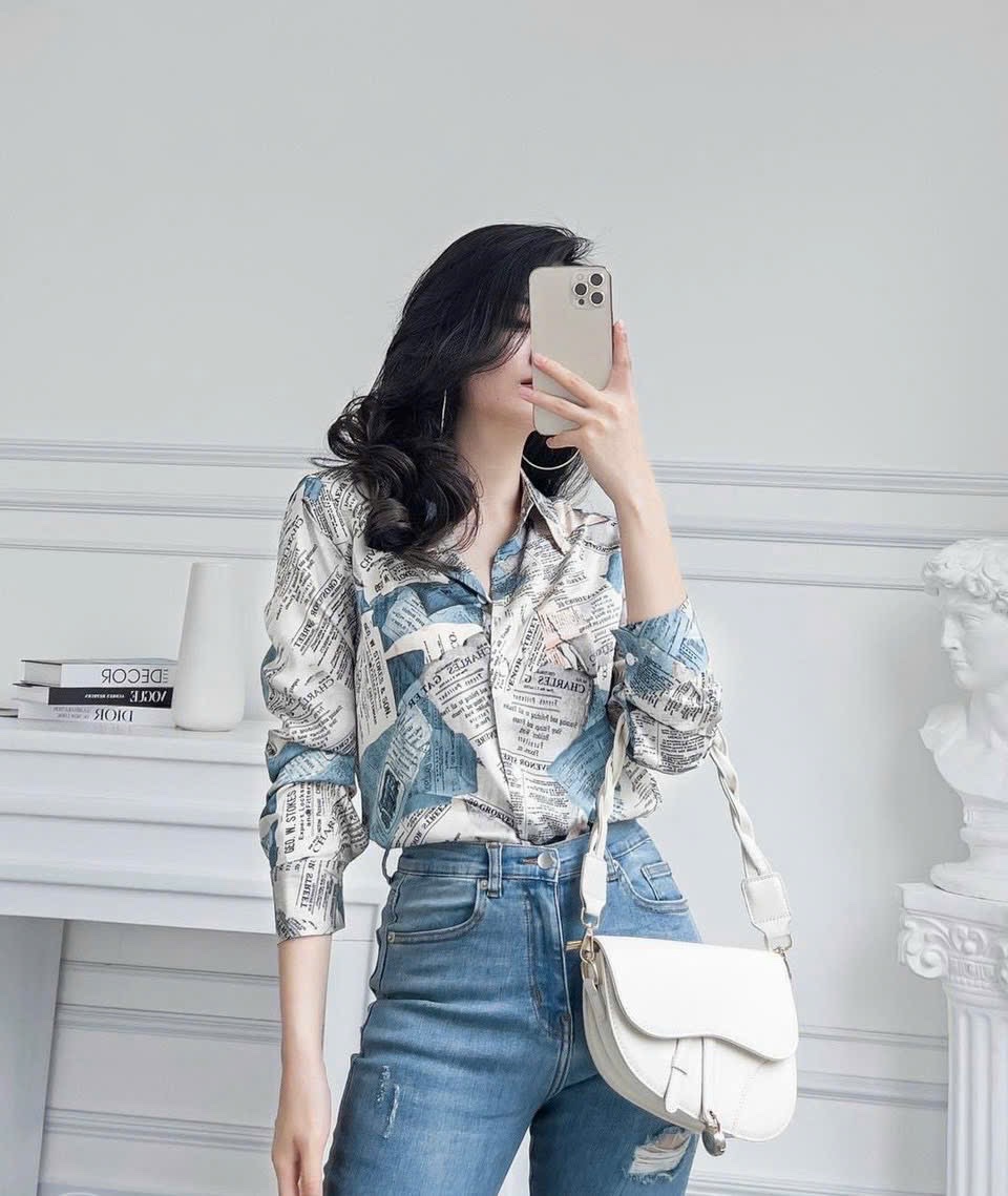 XẢ KHO ÁO SƠ MI DA BÁO DÀY TAY CHO NỮ