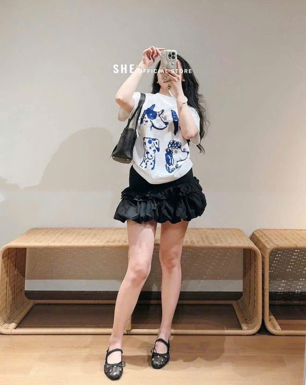 ÁO PULL CỘC HÌNH CÚN MAUD TRẮNG