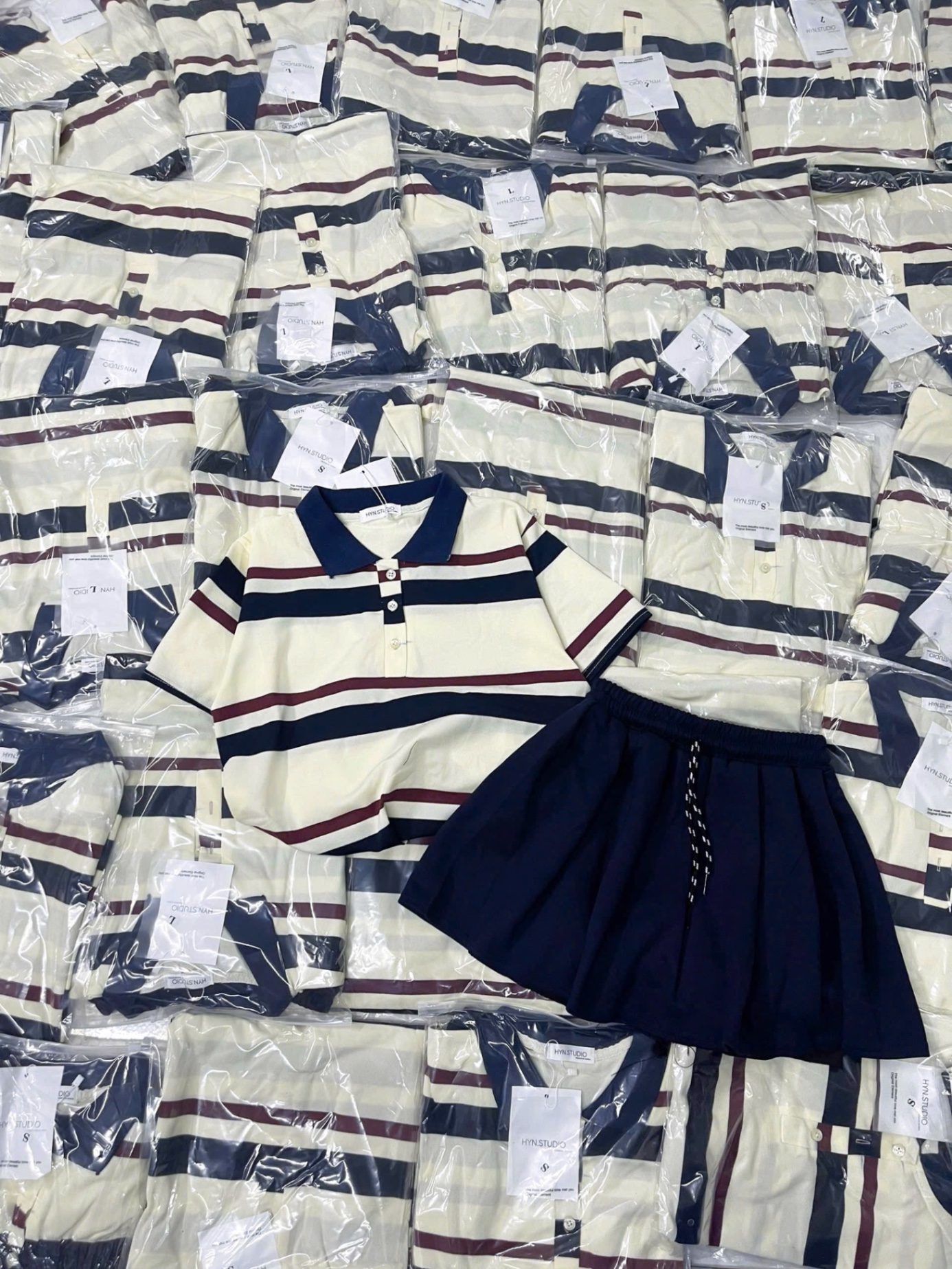 SET POLO KẺ MIX CV LY THAN