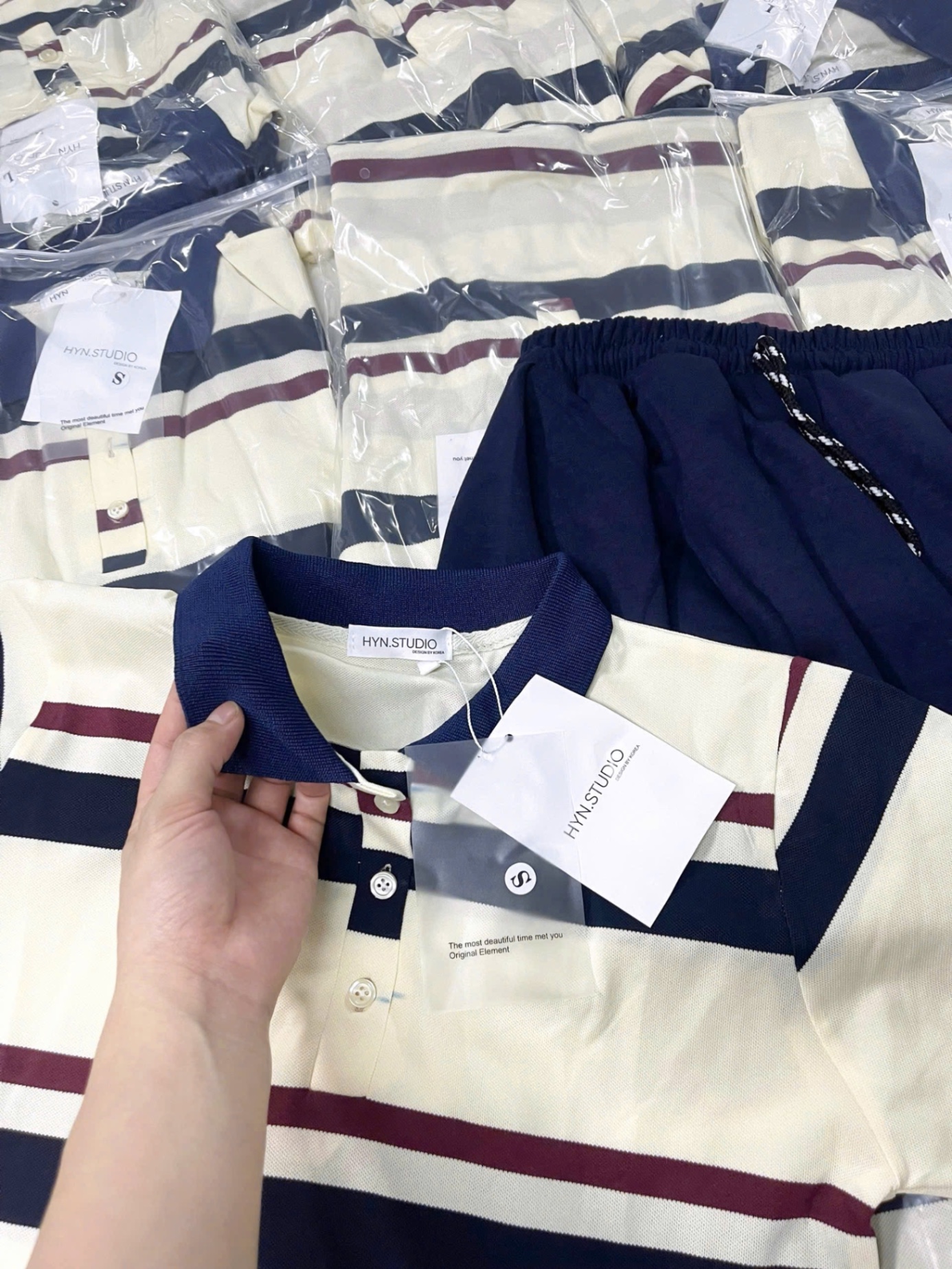 SET POLO KẺ MIX CV LY THAN