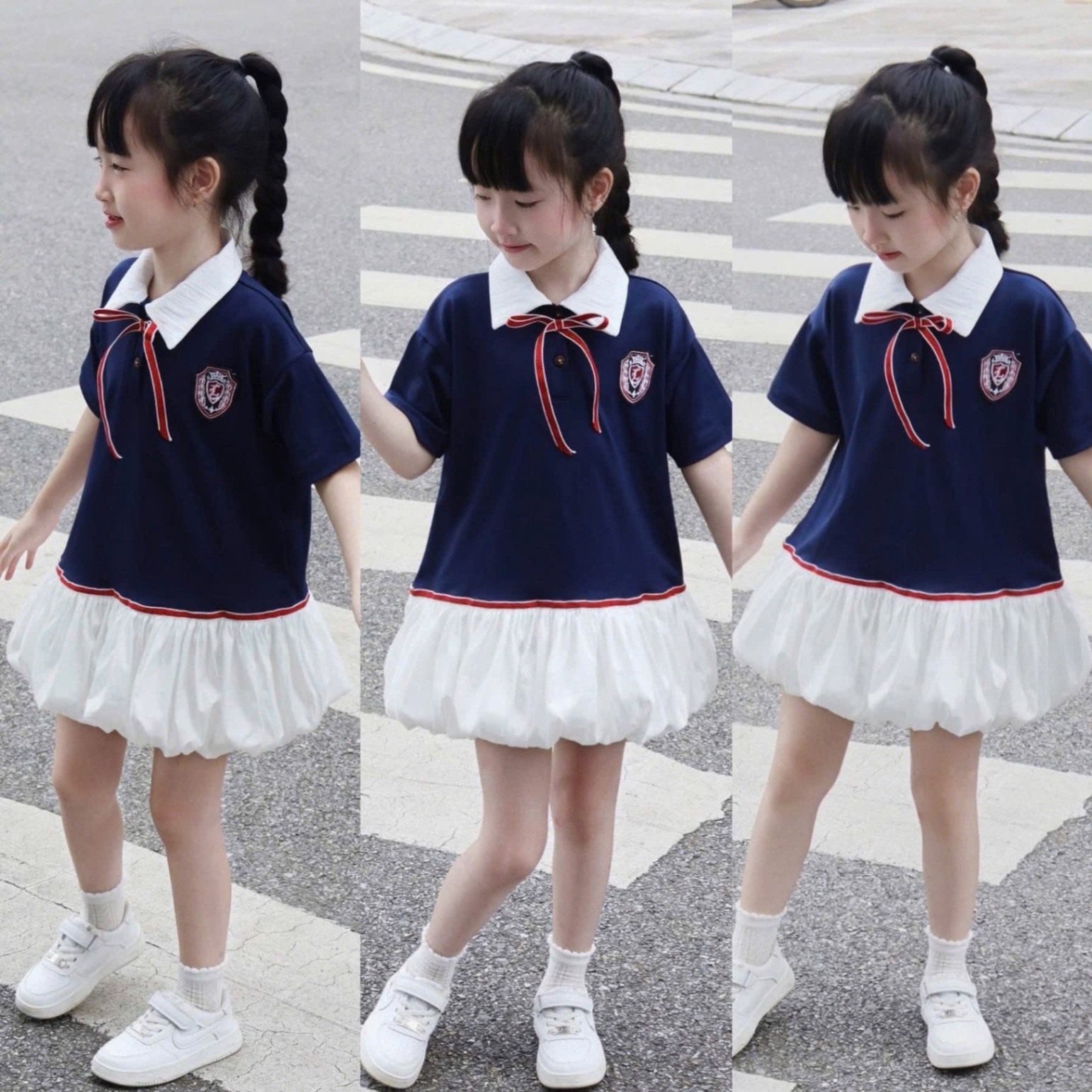 VÁY POLO THAN PHỐI TRẮNG HUY HIỆU BG