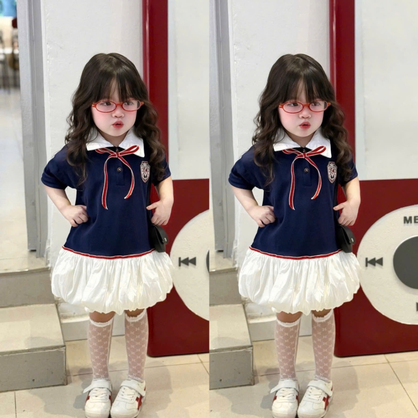 VÁY POLO THAN PHỐI TRẮNG HUY HIỆU BG