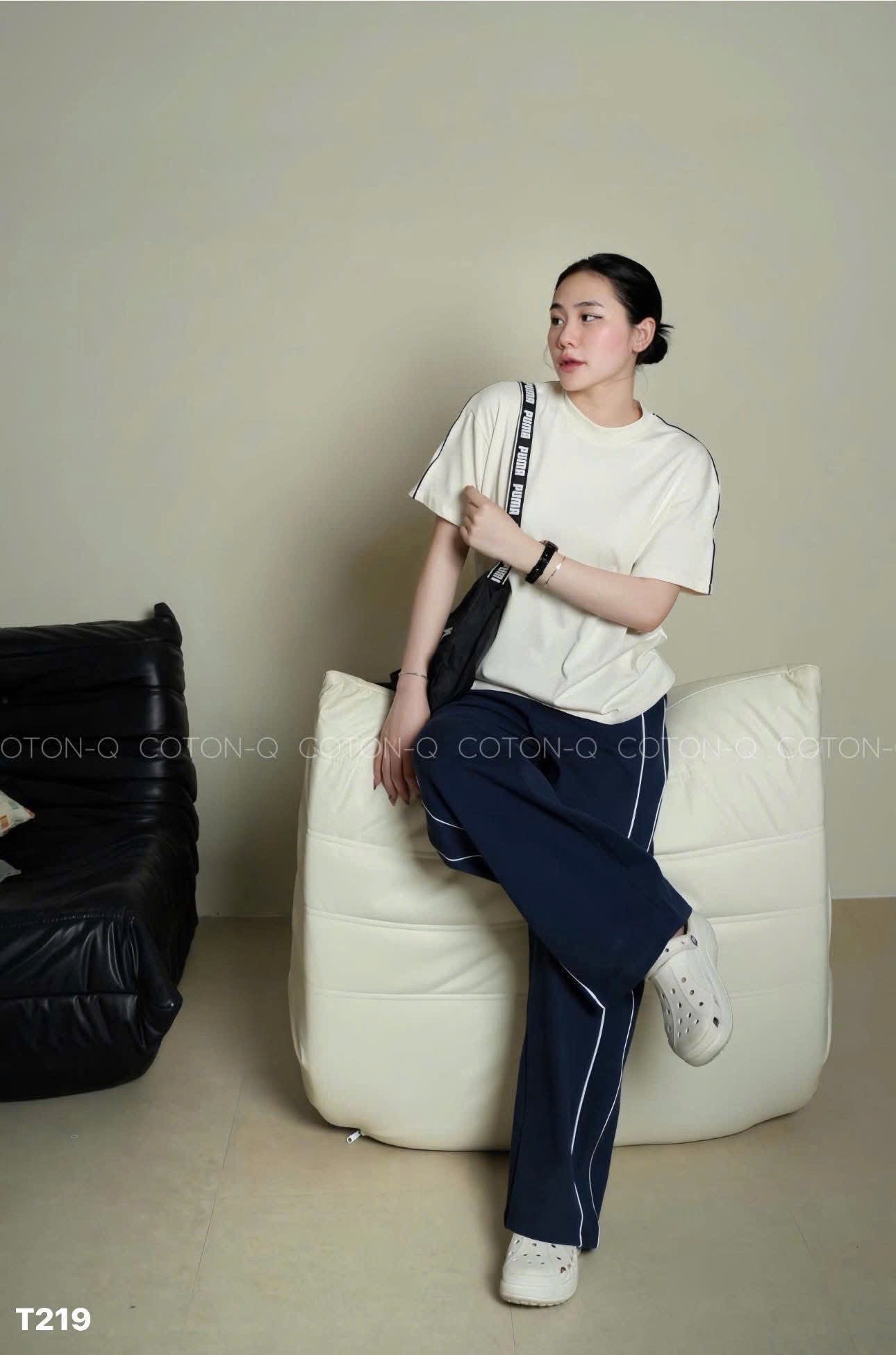 SET ÁO CỘC TRẮNG MIX QUẦN SUÔNG THAN CHẠY VIỀN