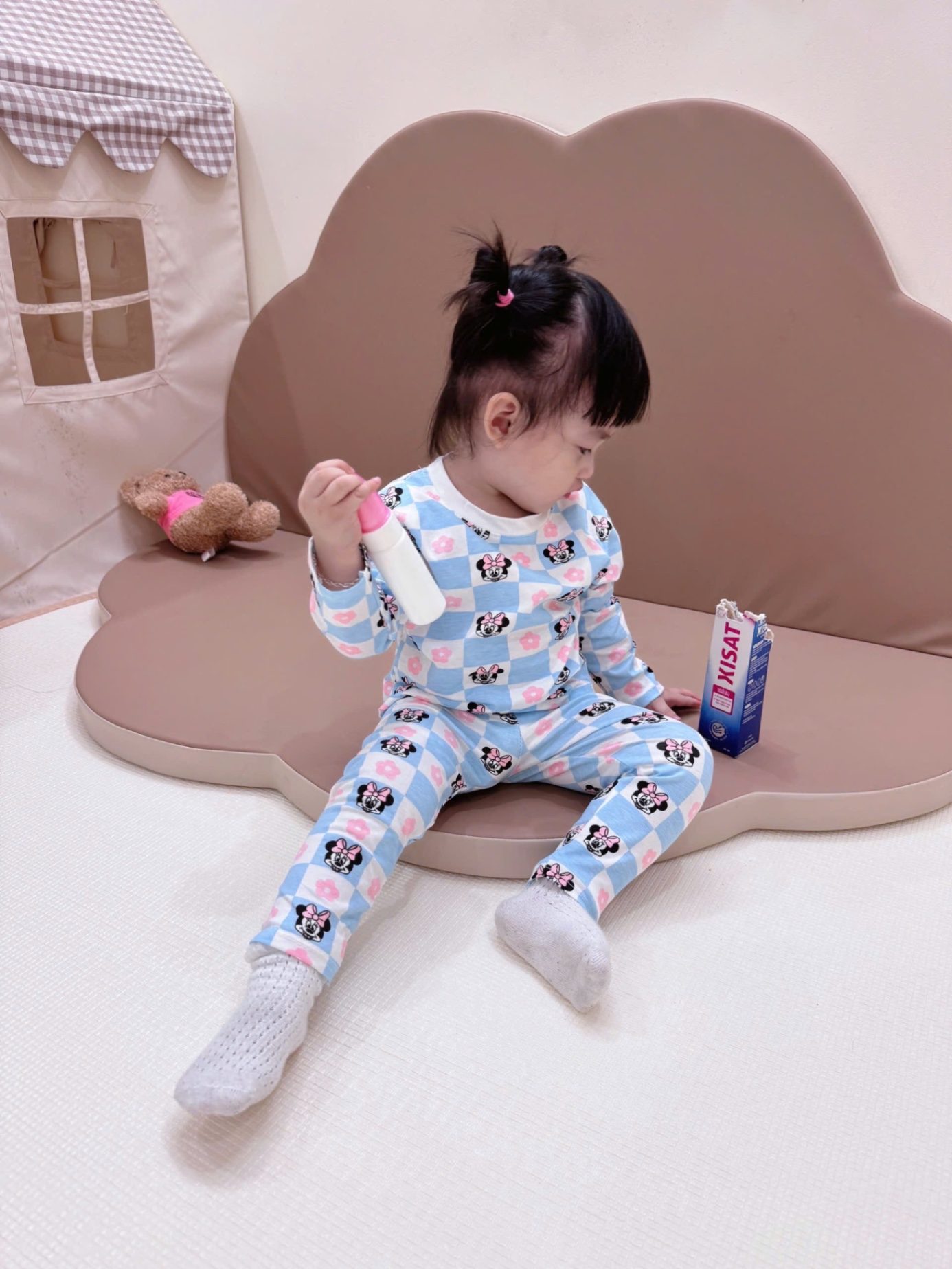 SET 2 BỘ CT DÀI TAY HÌNH MÈO NƠ HỒNG XANH