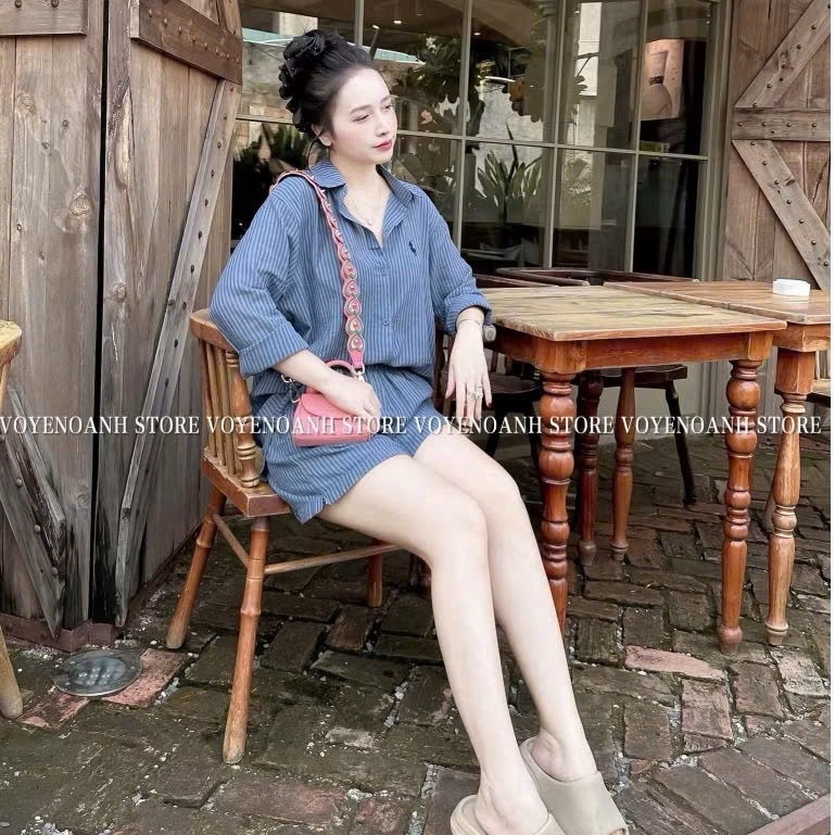 BỘ ĐÙI KẺ THÊU NGỰA 2 MÀU XANH BE