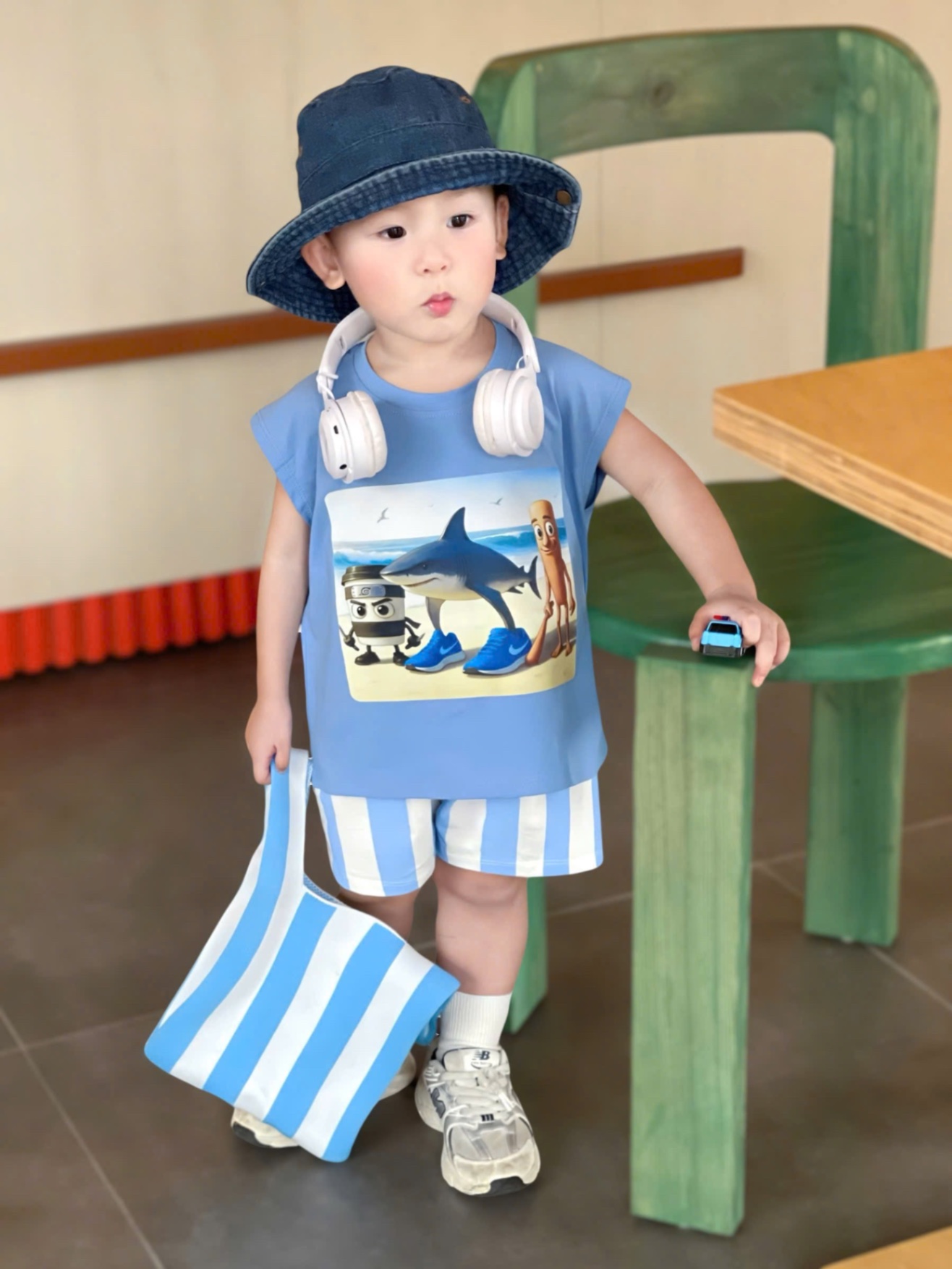 BỘ ĐÙI XN XANH QUẦN KẺ CÁ MẬP BT