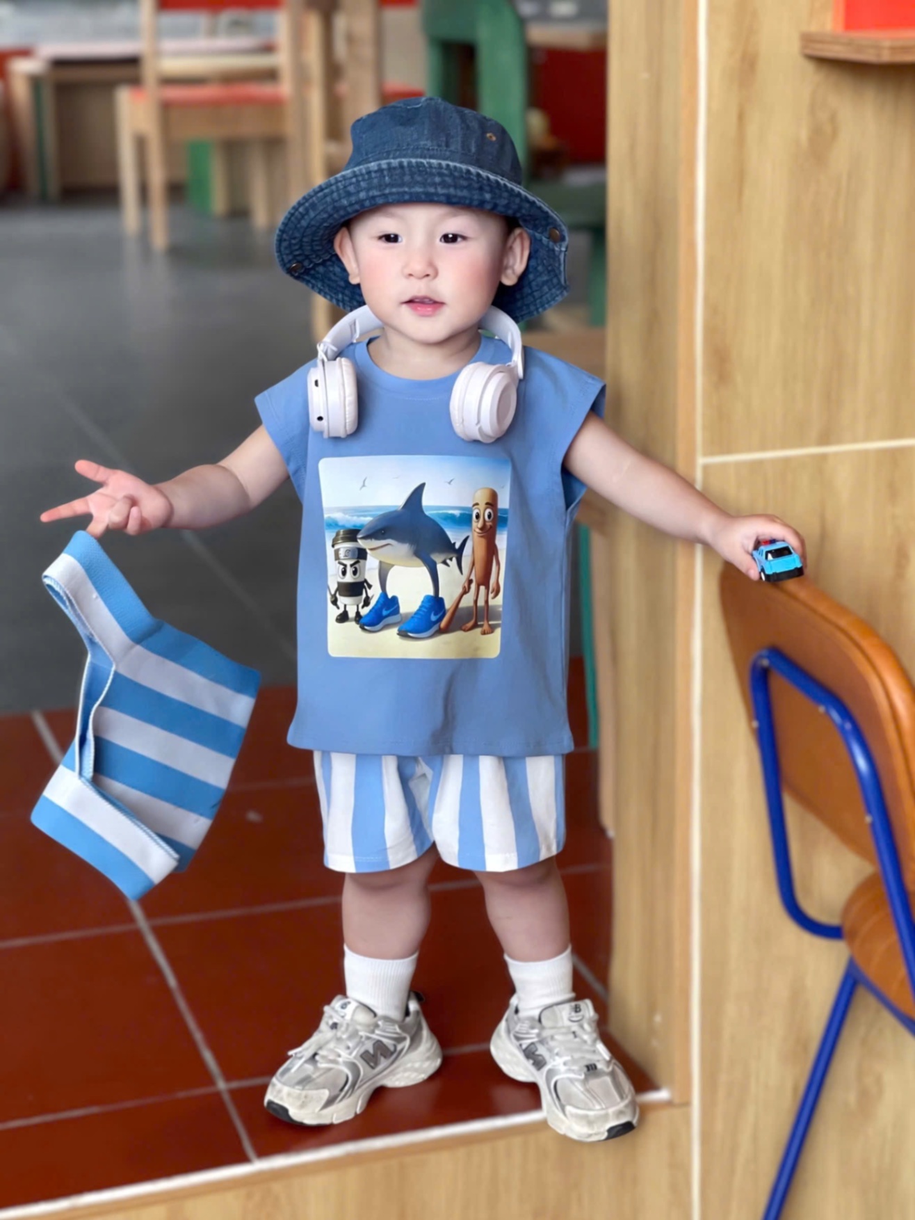 BỘ ĐÙI XN XANH QUẦN KẺ CÁ MẬP BT