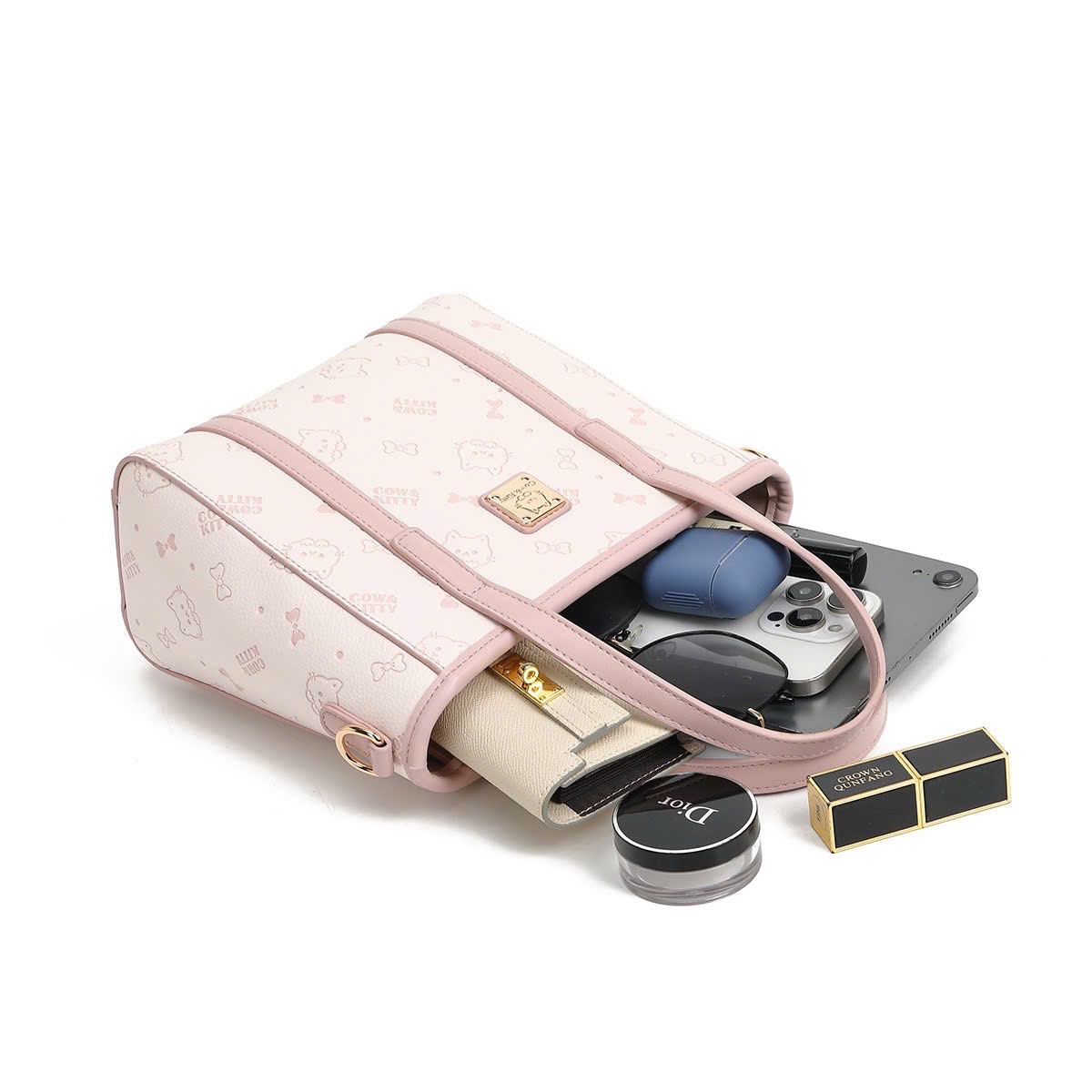 M8005 - TÚI COW KITTY TOTE HỒNG KÈM CHARM