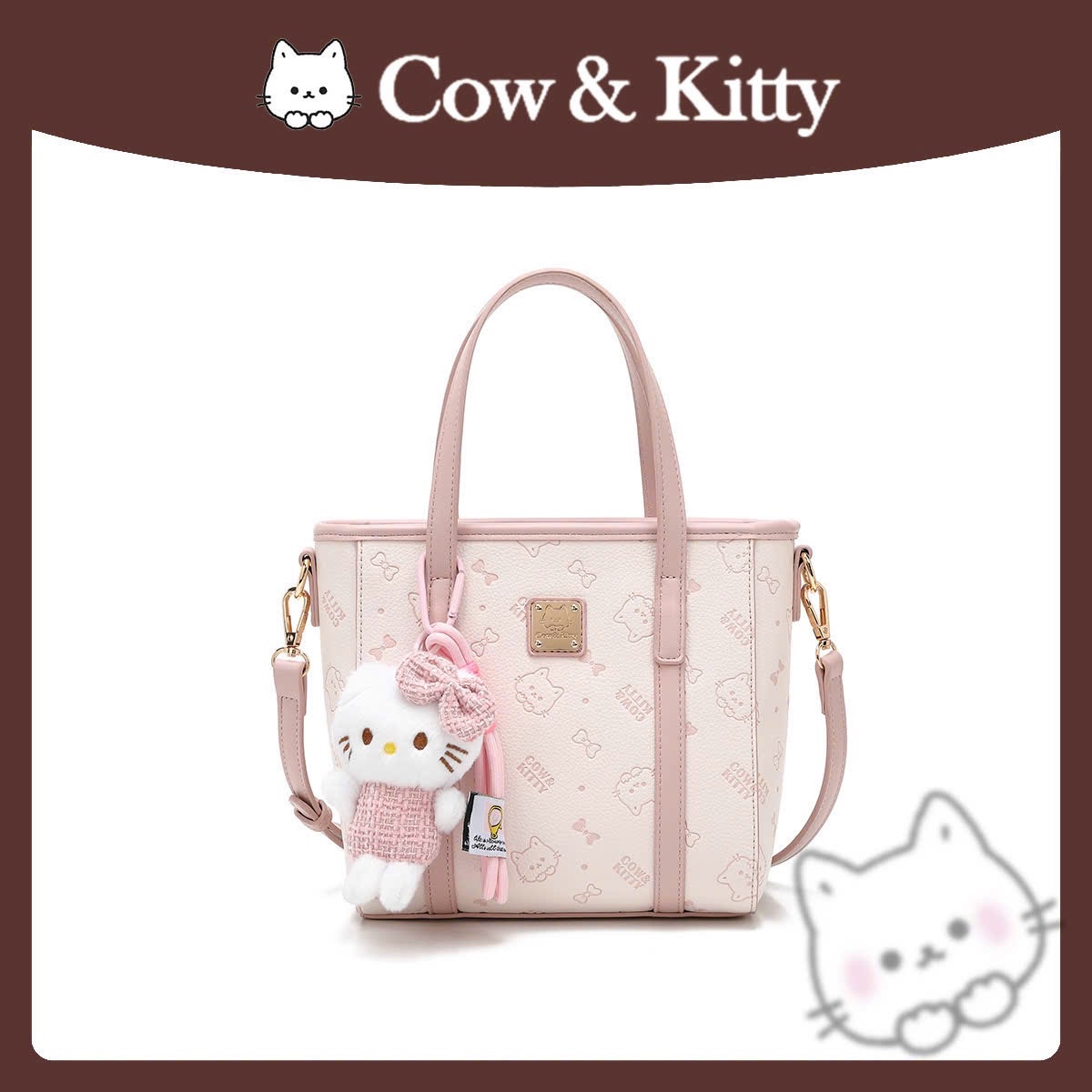 M8005 - TÚI COW KITTY TOTE HỒNG KÈM CHARM