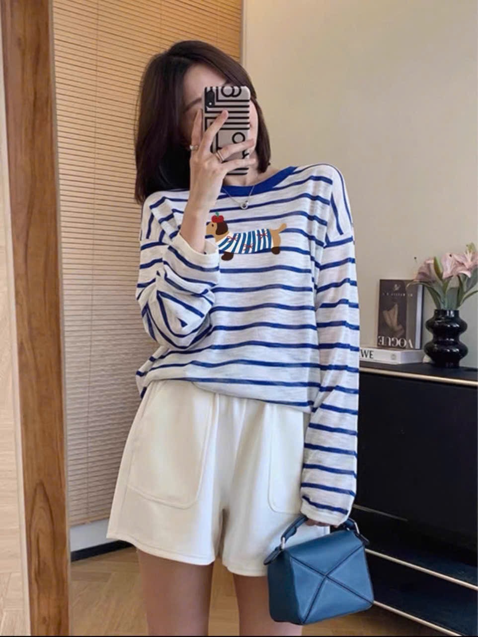 BỘ ĐÙI KẺ XANH HÌNH NGỤA MIX SOOC TRẮNG