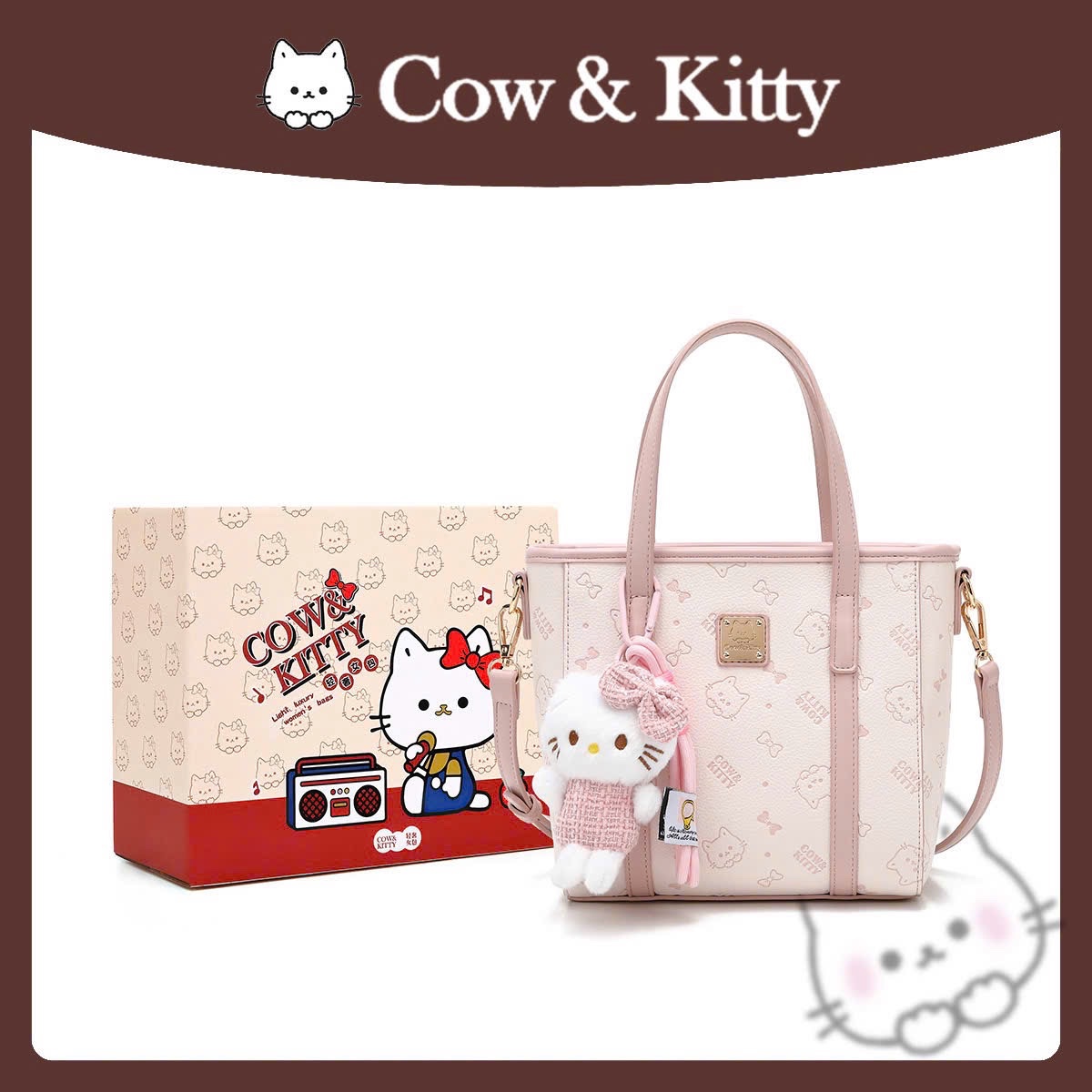 M8005 - TÚI COW KITTY TOTE HỒNG KÈM CHARM