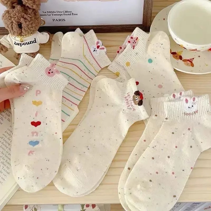 SET 10 ĐÔI TẤT TIÊU HỒNG KEM CỔ NGẮN