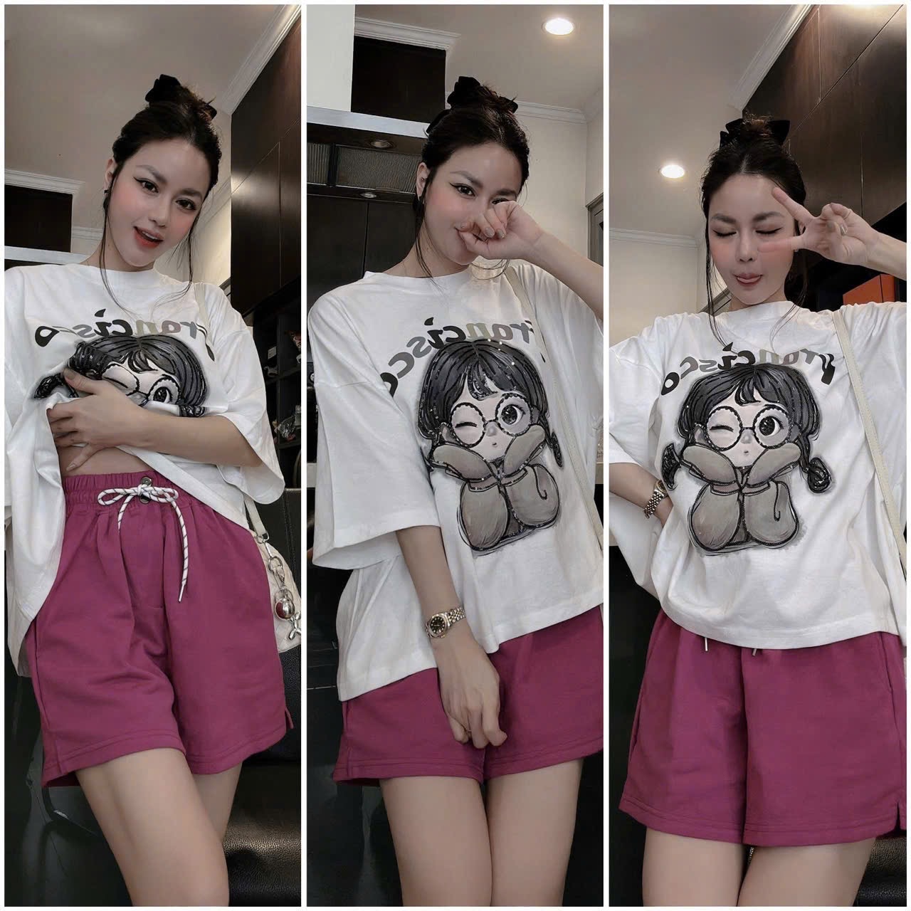 BỘ CỘC TRẮNG QUẦN HỒNG CÔ GÁI