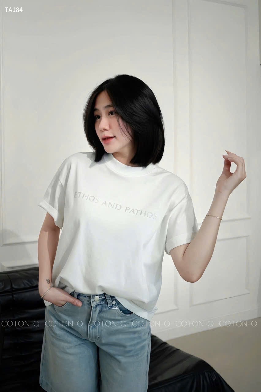 ÁO PULL CỘC TRẮNG CHỮ ATHOS