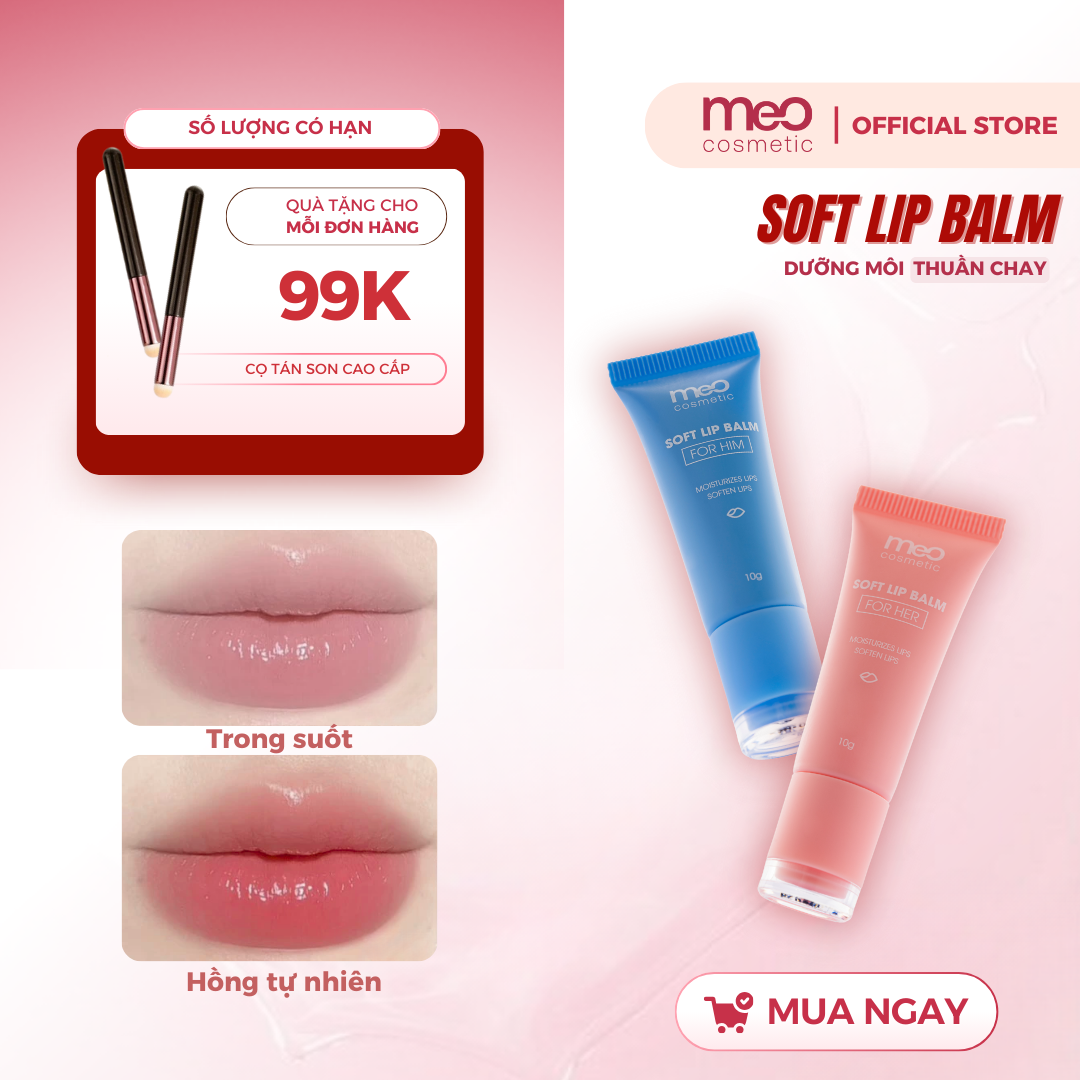 Son dưỡng hồng môi, dưỡng ẩm, cải thiện khô môi MeO Soft Lip Balm 10g