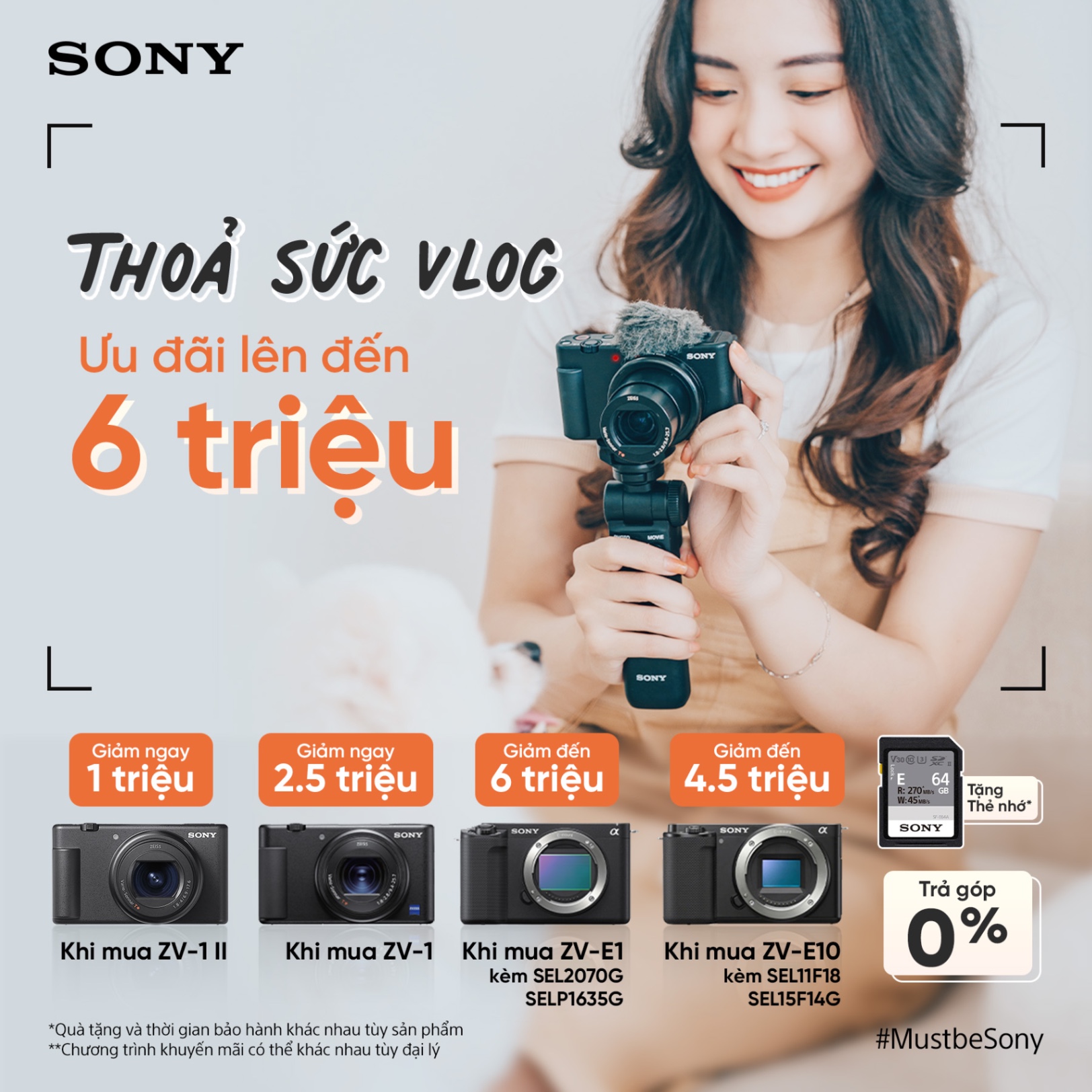 Khuyến mãi các dòng máy VLog Sony ZV tháng 10/2023