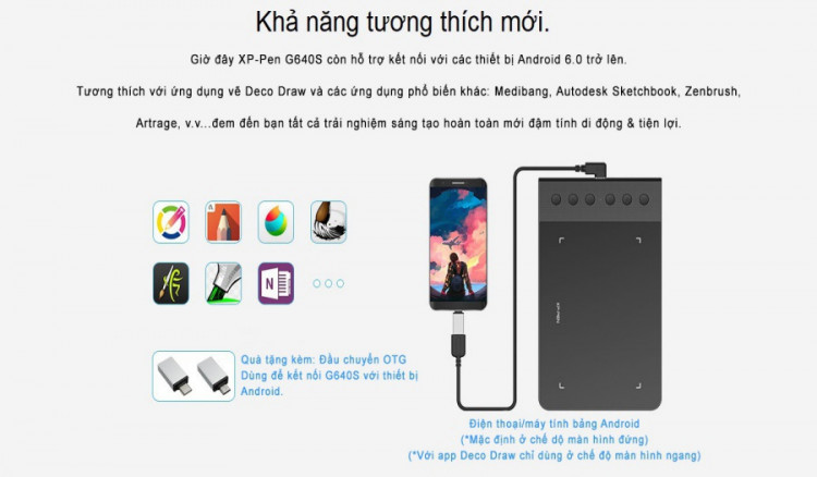 Bảng Vẽ Điện Tử XP-Pen Star G640S Tương Thích Thiết Bị Android Lực Nhấn 8192 Kèm 20 Ngòi Dự Phòng