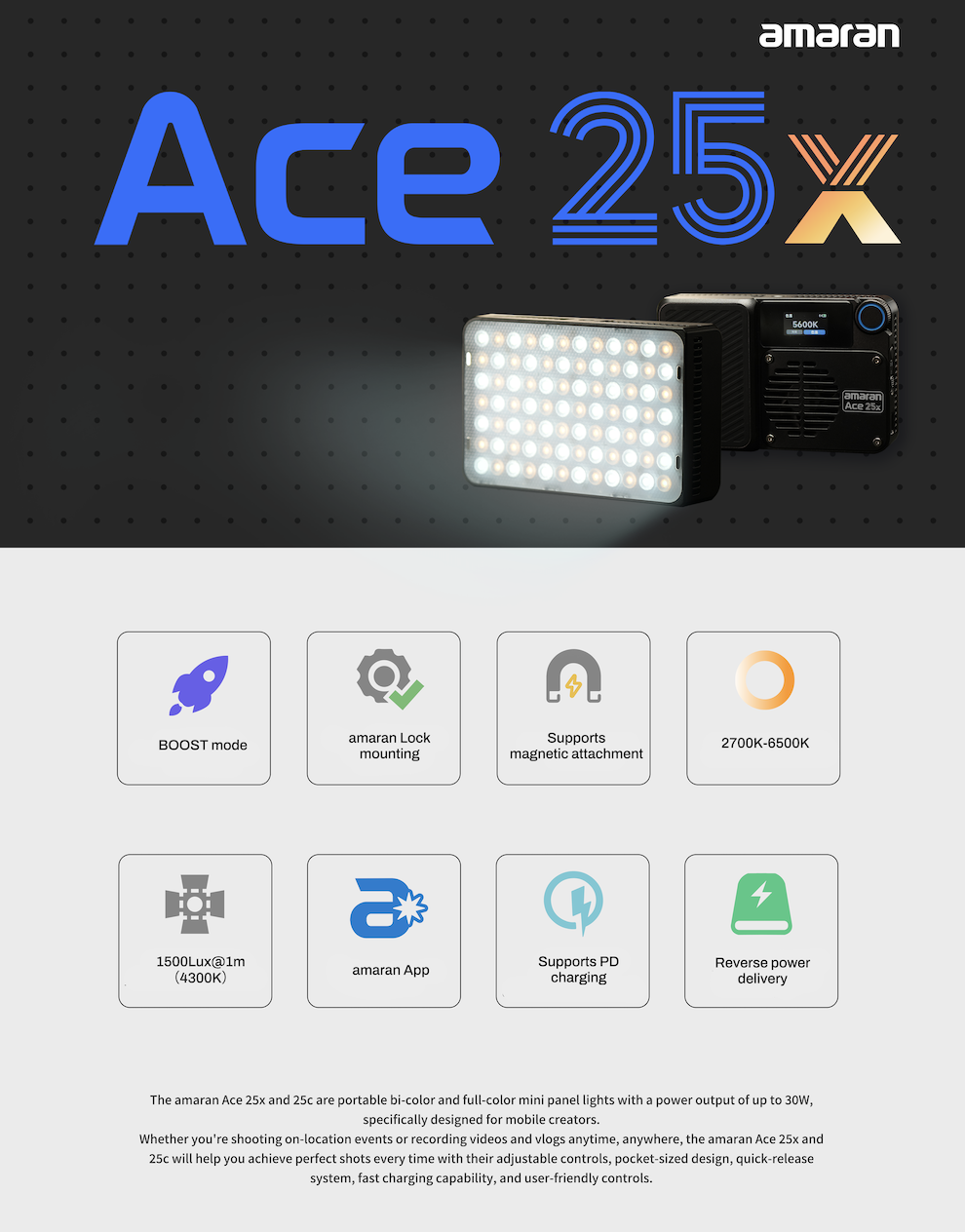 Amaran ACE 25X Bi-color Light