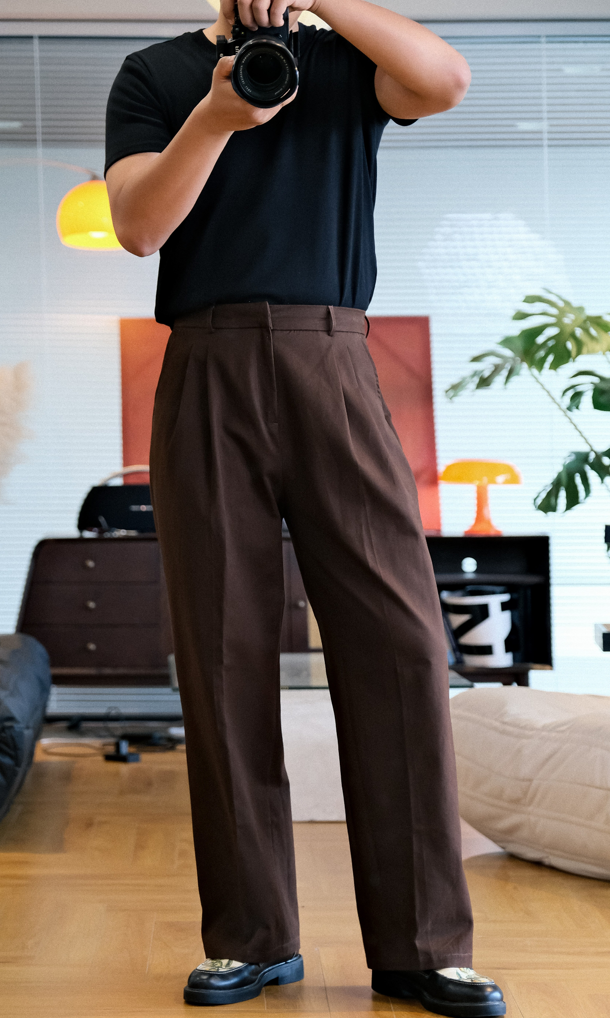 Quần Âu Cạp Cao Vải Kaki Xếp Li Dáng Suông