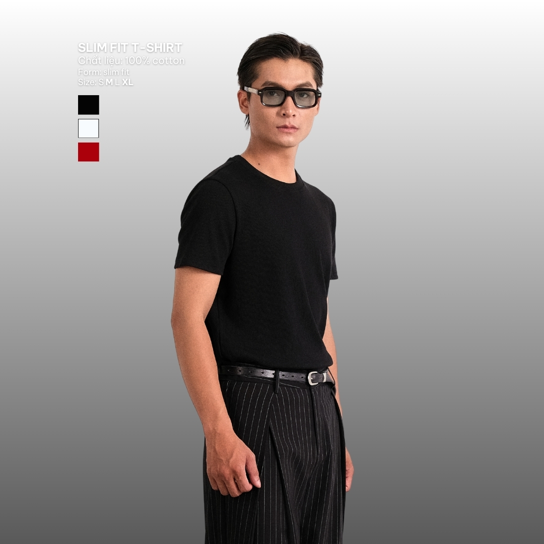 Áo Ngắn Tay Dáng Ôm Vải Thun Gân