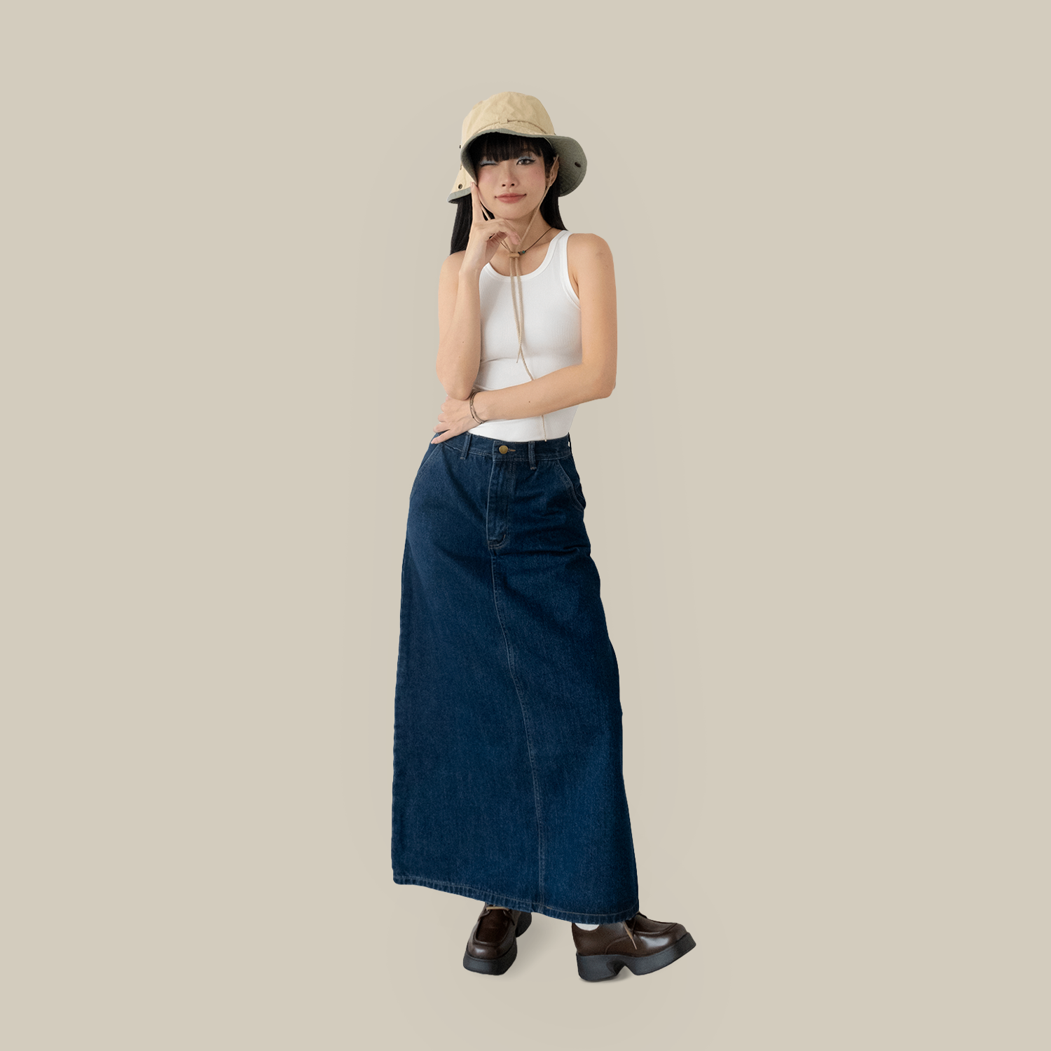 Denim Midi Skirt