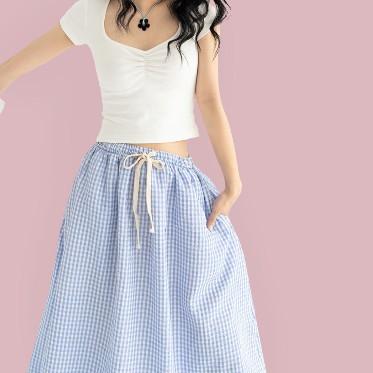 Gingham Midi Skirt