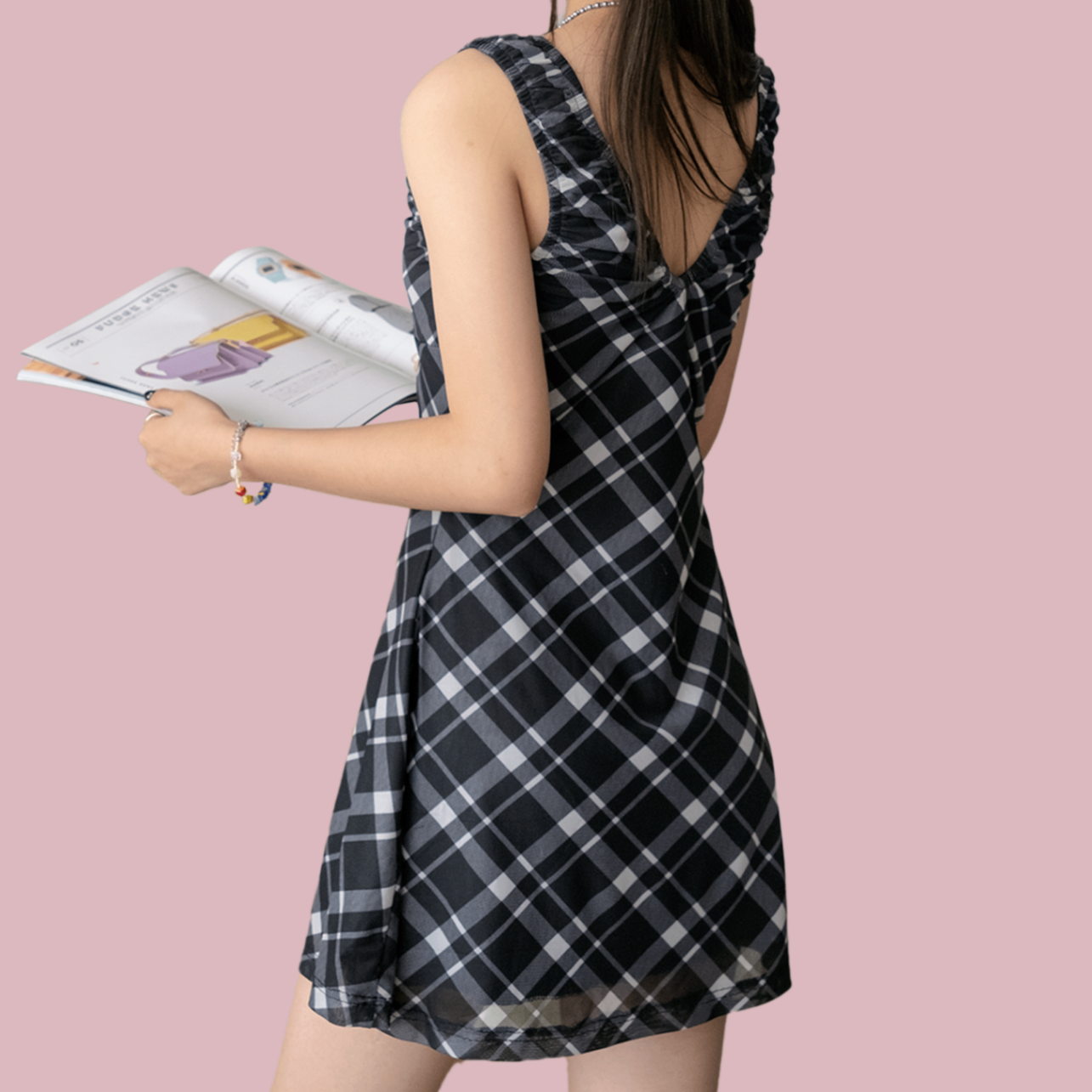 Plaid Mesh Dress