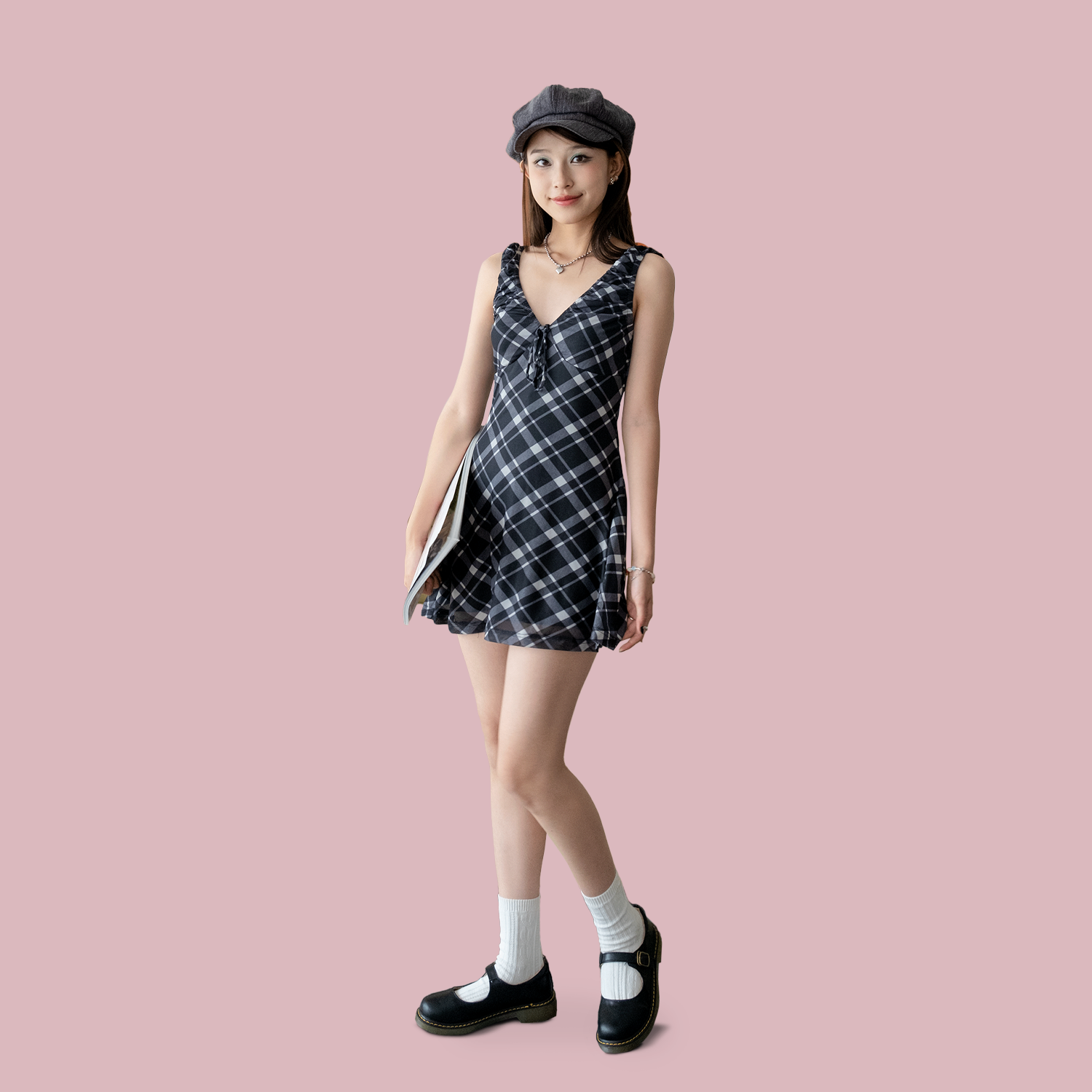 Plaid Mesh Dress