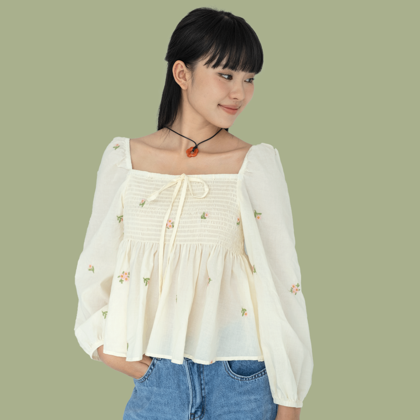 Smocking Floral Top