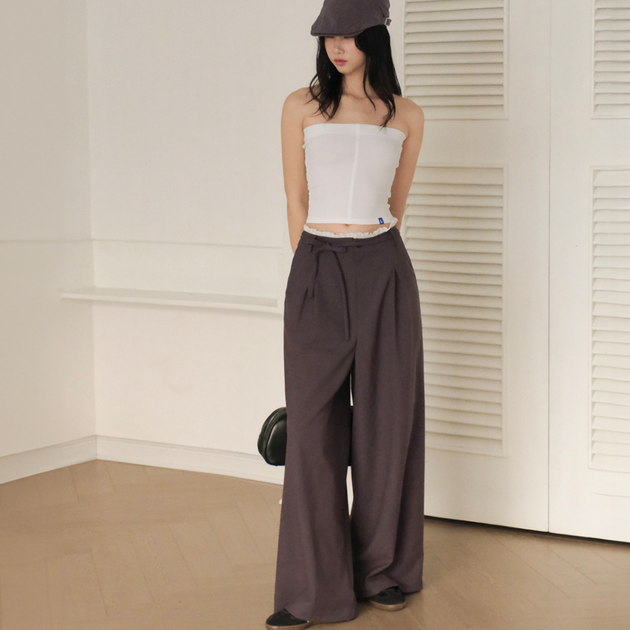 Wideleg Trousers (lace trim)