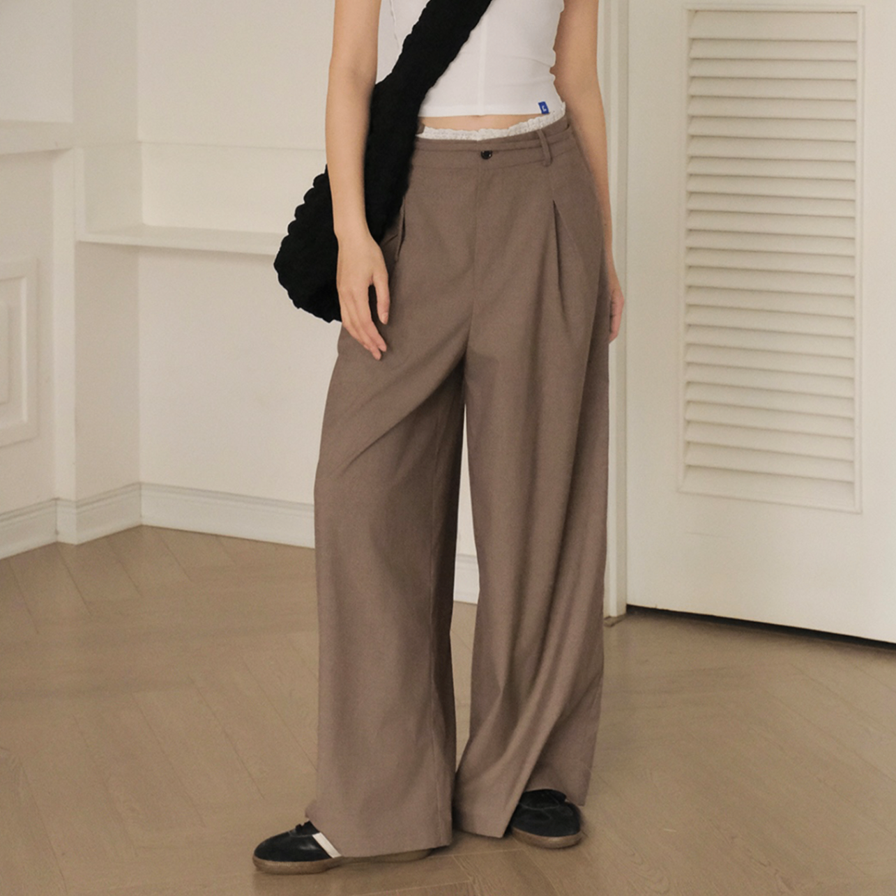 Wideleg Trousers (lace trim)