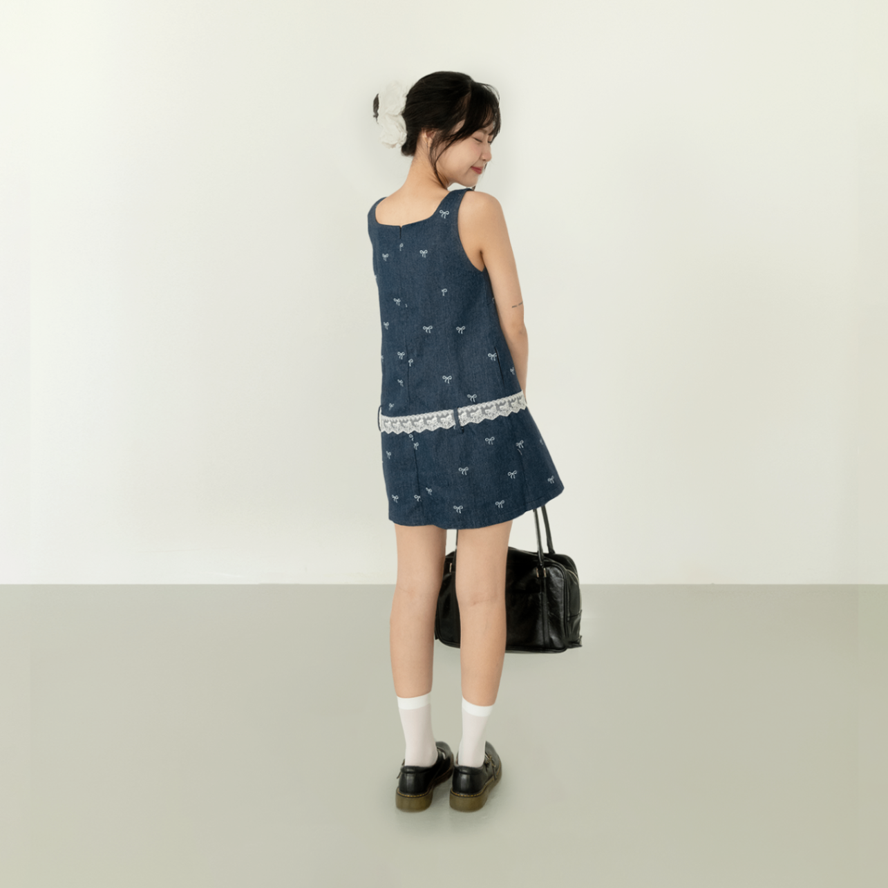 Bow Denim Pinafore