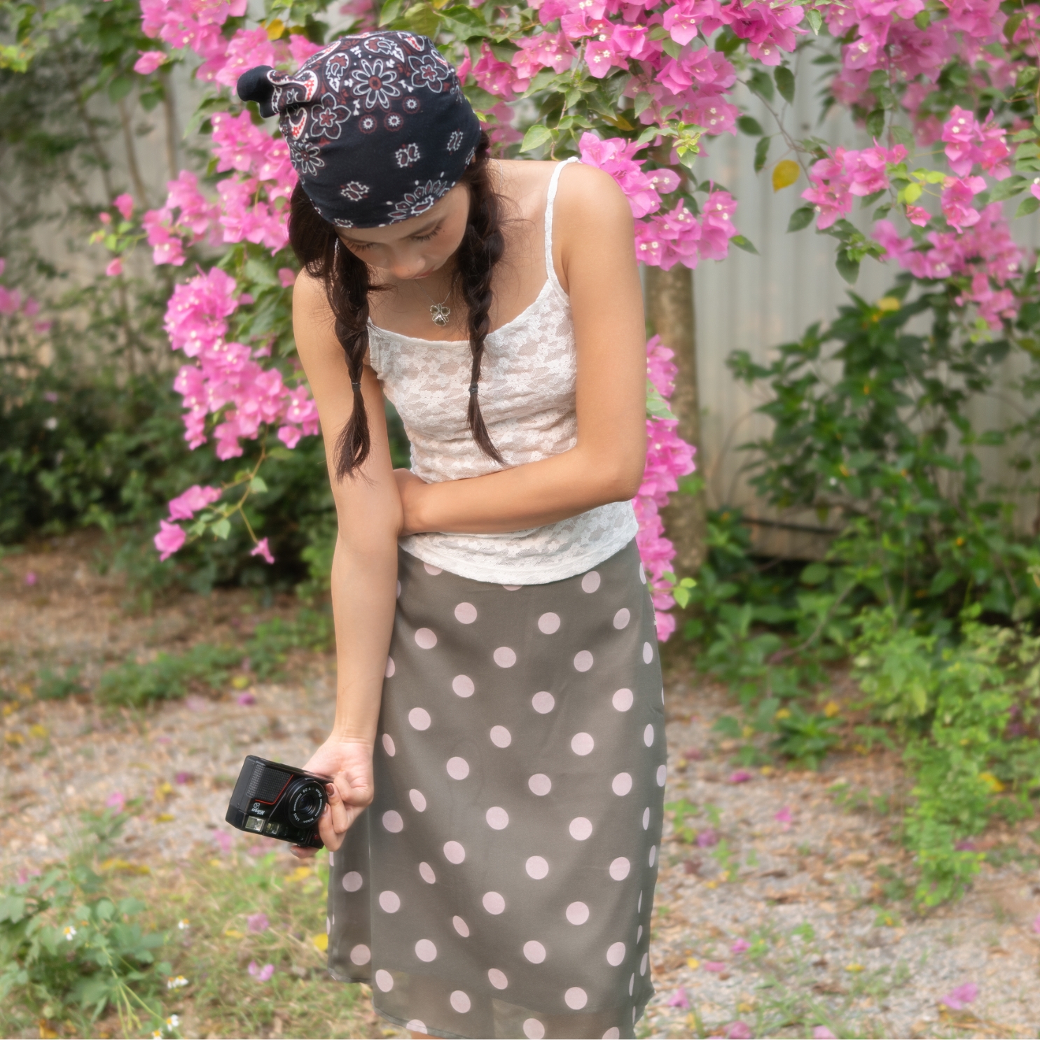 Dot midi skirt