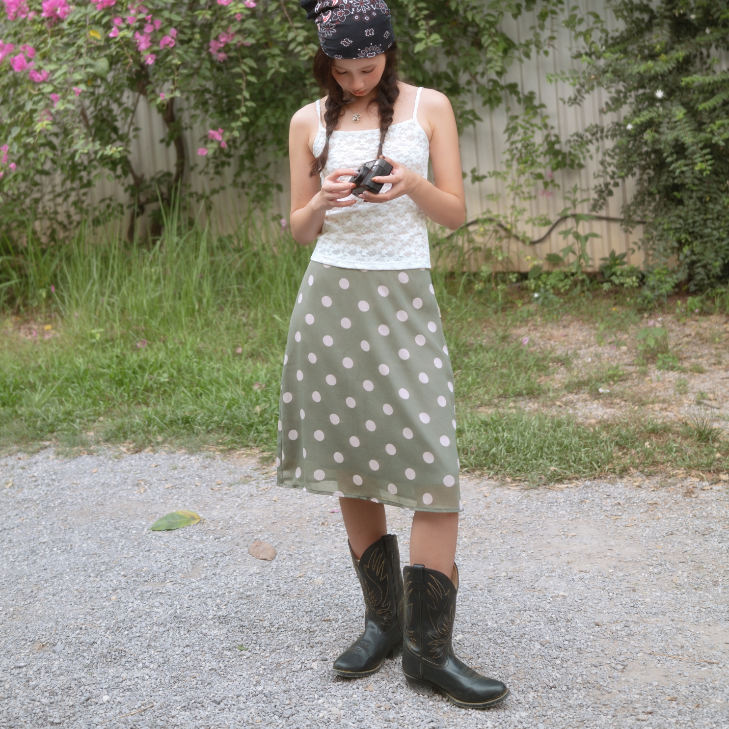 Dot midi skirt