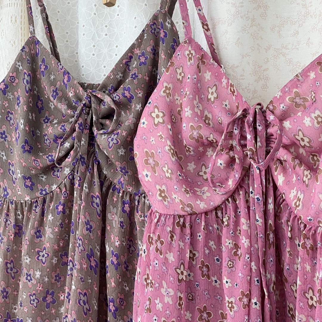Scrunched Floral Top - Organza